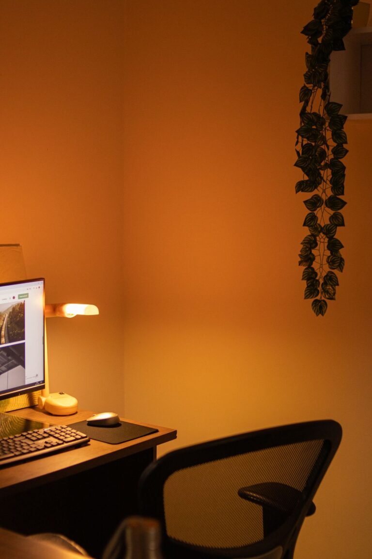 A compact corner home office showing how little space you need